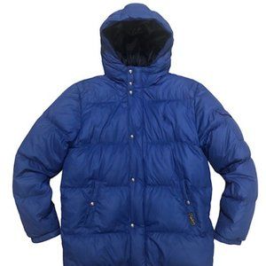Polo Ralph Lauren Down Puffer Jacket Boys XL Blue Hooded White Duck Down EUC